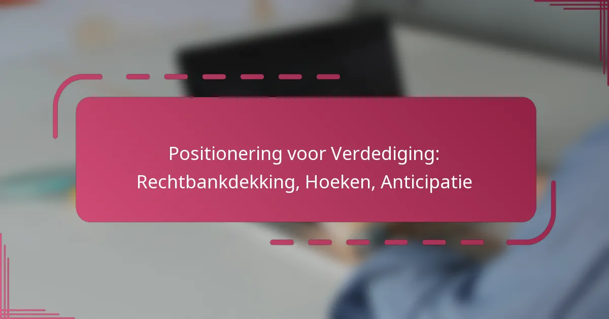 Positionering voor Verdediging: Rechtbankdekking, Hoeken, Anticipatie
