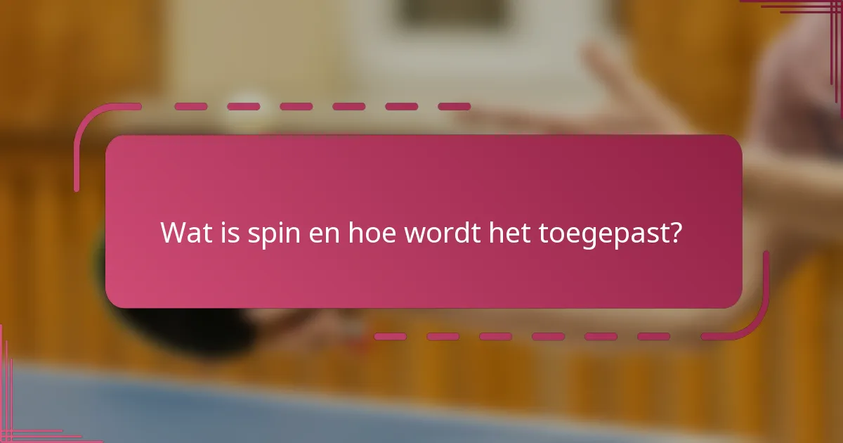 Wat is spin en hoe wordt het toegepast?